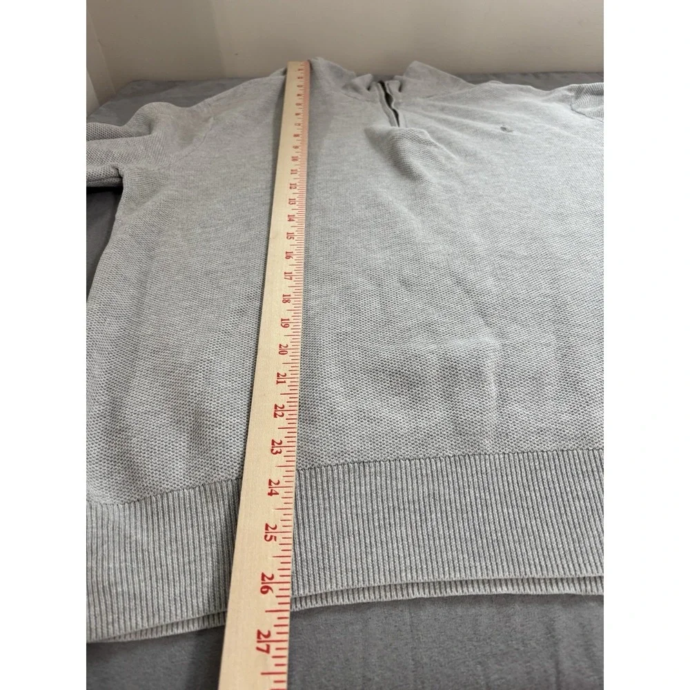 Polo Ralph Lauren Mens Mesh-Knit Cotton 1/4 Zip Sweater Cotton Sz L Logo Gray